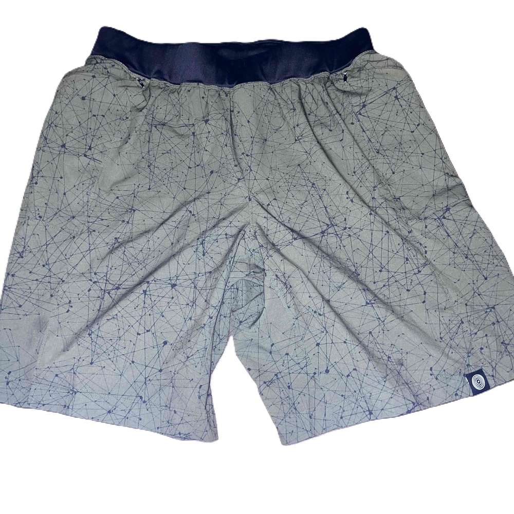 Onzie Mens Green Elastic Waistband Patterned Shorts Size M
